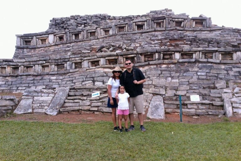 Soco, Adrian, and Briana at the Zona Arqueológica Yohualichan in Cuetzalan, Puebla.